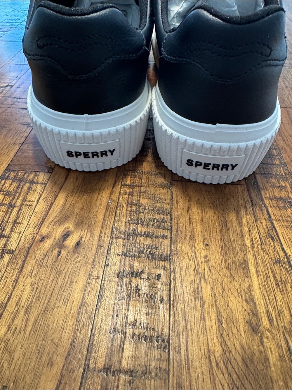 Sperry Black Leather Low-Top Sneakers with White Sole - Picture 6 of 8